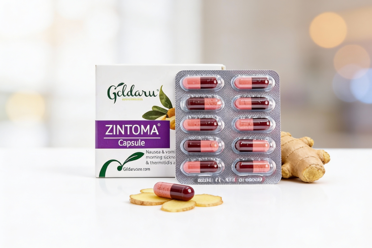 کپسول زینتوما با عناصر طبیعی زنجبیل برای کاهش تهوع